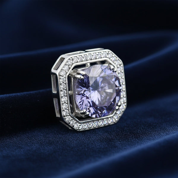 3 Ct Round Cut Blue Lab Grown Diamond Pendant - GEMHUB - View 3