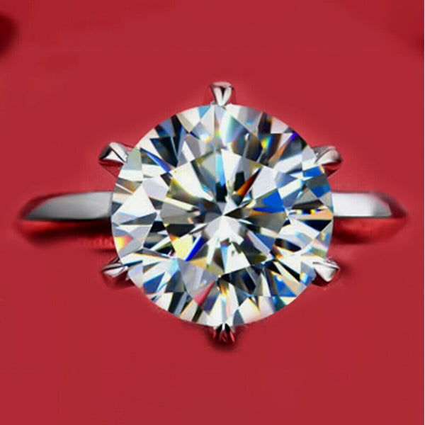 3.50 Ct Certified Round Cut Moissanite Holiday Ring for Her 18K Gold Plated