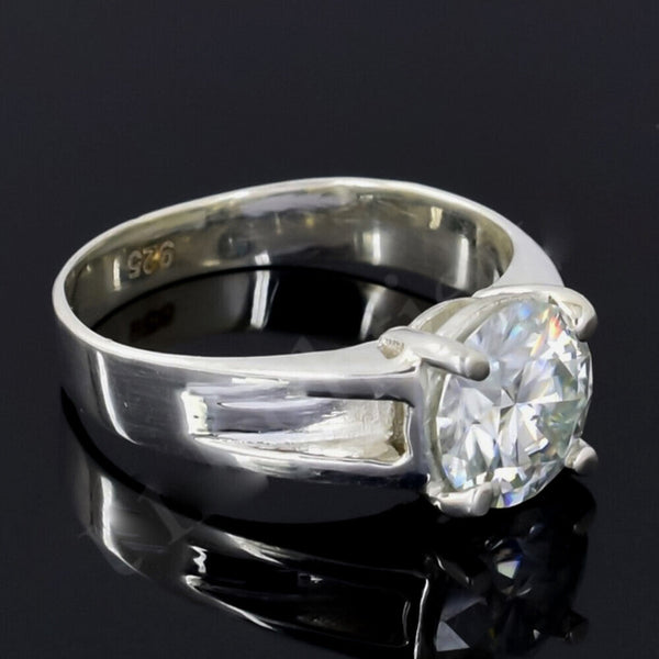 2.50 Ct White Round Cut Certified Moissanite Solitaire Rings 18K Gold Plated Vermei 18K Gold Plated