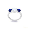 Certified 1.00 ct DEW White Moissanite Ring with Sapphire Accents – Labor Day Gift 18K 18K Gold Plated – white background main image