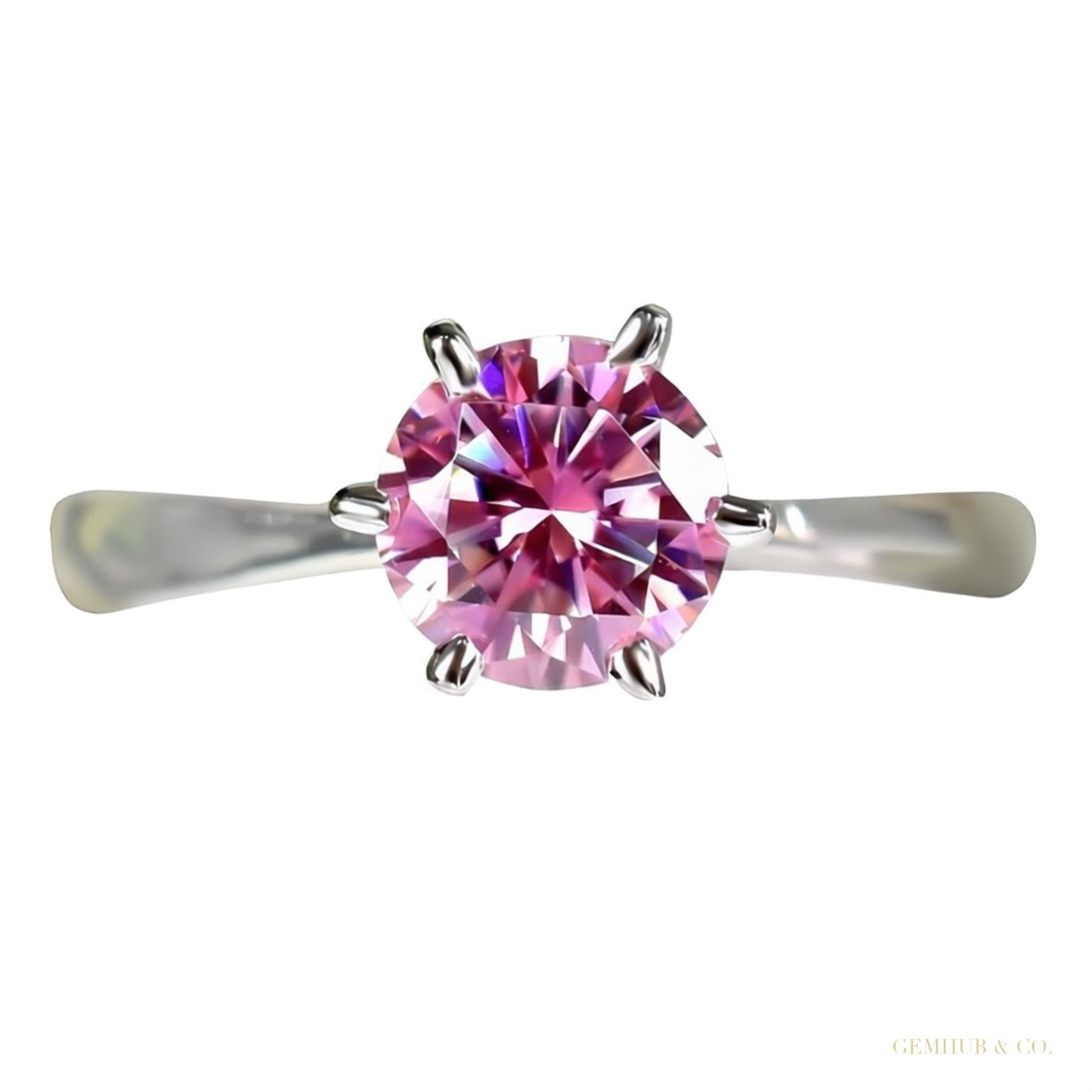 Certified 1.1ct VVS1 Pink Moissanite Ring Jewellery Gift for Women 18K Gold Plated Ve 18K Gold Plated – white background main image