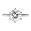 Certified 2.20 ct DEW Emerald Cut White Round Moissanite Solitaire Ring in 18K Gold Plated – white background main image