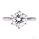 Certified 2.20 ct DEW Emerald Cut White Round Moissanite Solitaire Ring in 18K Gold Plated – white background main image