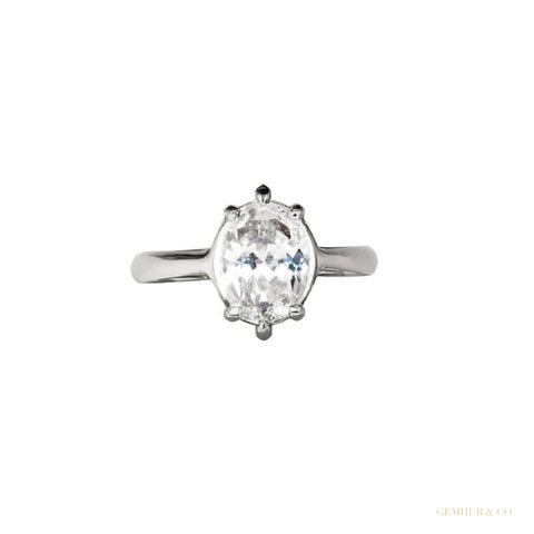 Certified 2.50 ct DEW Round Cut Moissanite Solitaire Ring, Double Prongs 18K Gold Plate 18K Gold Plated – white background main image