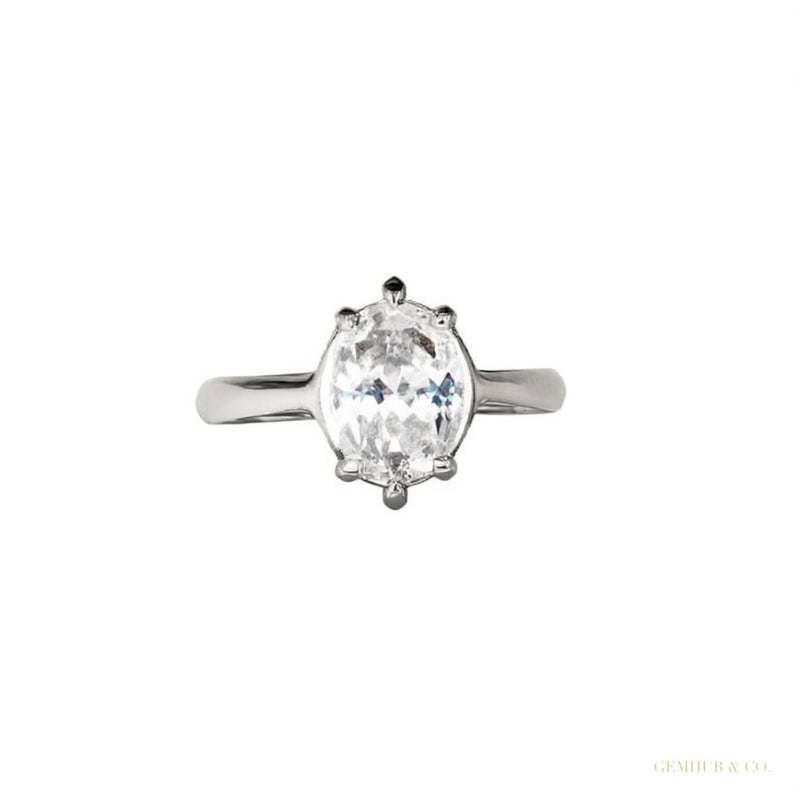 Certified 2.50 ct DEW Round Cut Moissanite Solitaire Ring, Double Prongs 18K Gold Plate 18K Gold Plated – white background main image