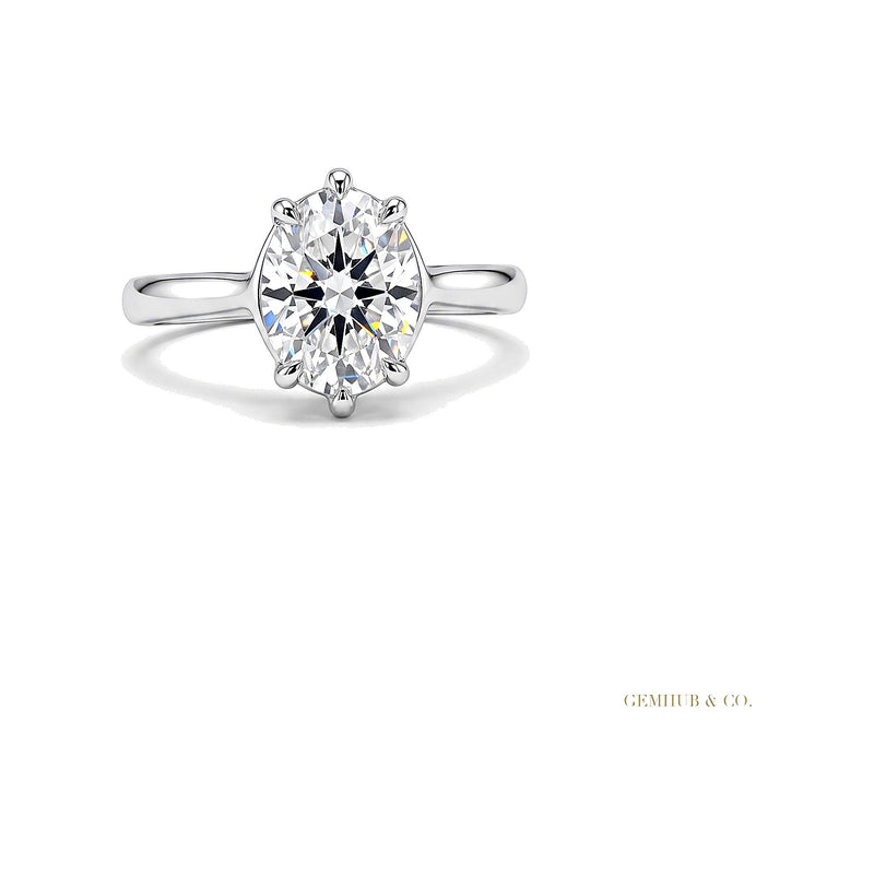 Certified 2.50 ct DEW Round Cut Moissanite Solitaire Ring, Double Prongs 18K Gold Plate 18K Gold Plated – white background main image