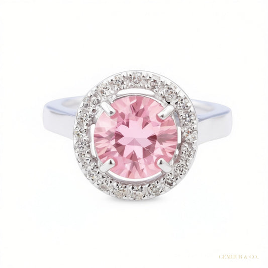Certified 2.50ct VVS1 Pink Moissanite Ring Jewellery Birthday Gift 18K Gold Plated Ve 18K Gold Plated – white background main image