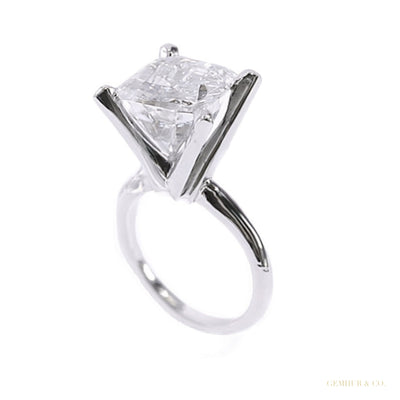 Certified 2.60 Cts Cushion Cut White Moissanite Solitaire Ring 18K Gold Plated Verm 18K Gold Plated