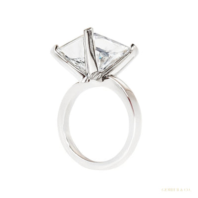 Certified 2.60 ct DEW Cushion Cut White Moissanite Solitaire Ring 18K Gold Plated Vermei 18K Gold Plated