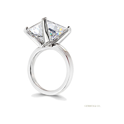 Certified 2.60 ct DEW Cushion Cut White Moissanite Solitaire Ring 18K Gold Plated Vermeil