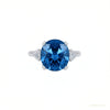 Certified 2.80 ct DEW Round Cut Blue Moissanite Solitaire For Engagement Ring 18K Gold P 18K Gold Plated – white background main image