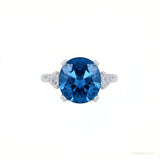 Certified 2.80 ct DEW Round Cut Blue Moissanite Solitaire For Engagement Ring 18K Gold P 18K Gold Plated – white background main image