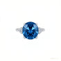 Certified 2.80 ct DEW Round Cut Blue Moissanite Solitaire For Engagement Ring 18K Gold P 18K Gold Plated