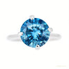 Certified 2.80 ct DEW Round Cut Blue Solitaire Moissanite Ring In Gold Vermeil – white background main image