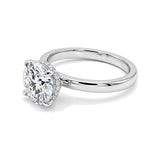 Certified 3.25 ct DEW Round Cut White Moissanite Solitaire Statement Ring 18K Gold Plated – white background main image