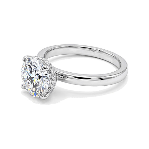 Certified 3.25 ct DEW Round Cut White Moissanite Solitaire Statement Ring 18K Gold Plat 18K Gold Plated – white background main image