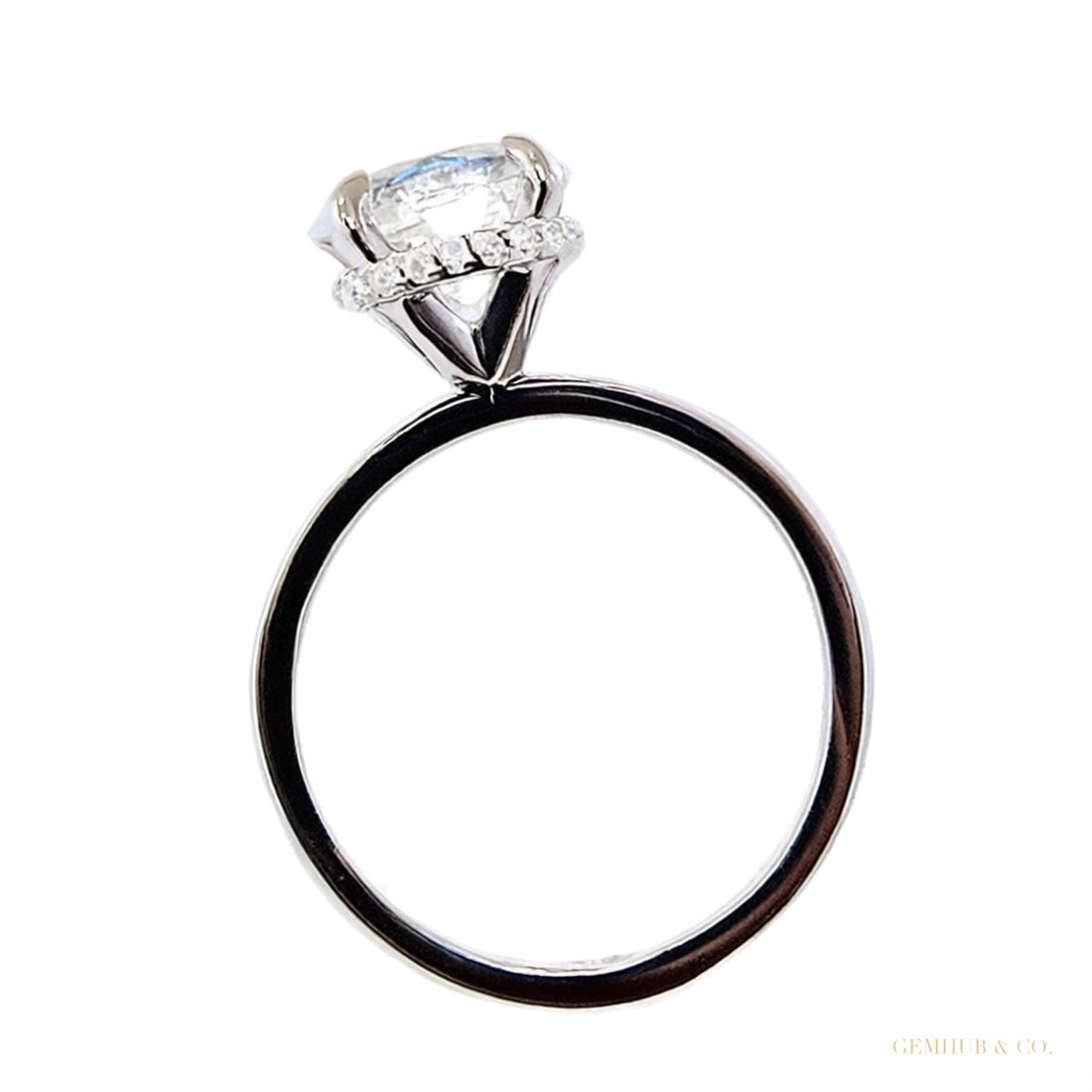 Certified 3.25 ct DEW Round Cut White Moissanite Solitaire Statement Ring 18K Gold Plated – white background main image