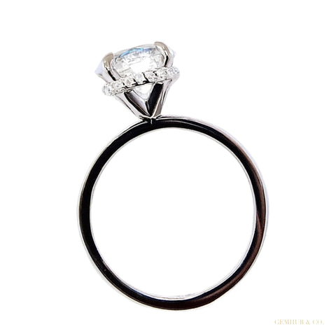 Certified 3.25 ct DEW Round Cut White Moissanite Solitaire Statement Ring 18K Gold Plat 18K Gold Plated – white background main image