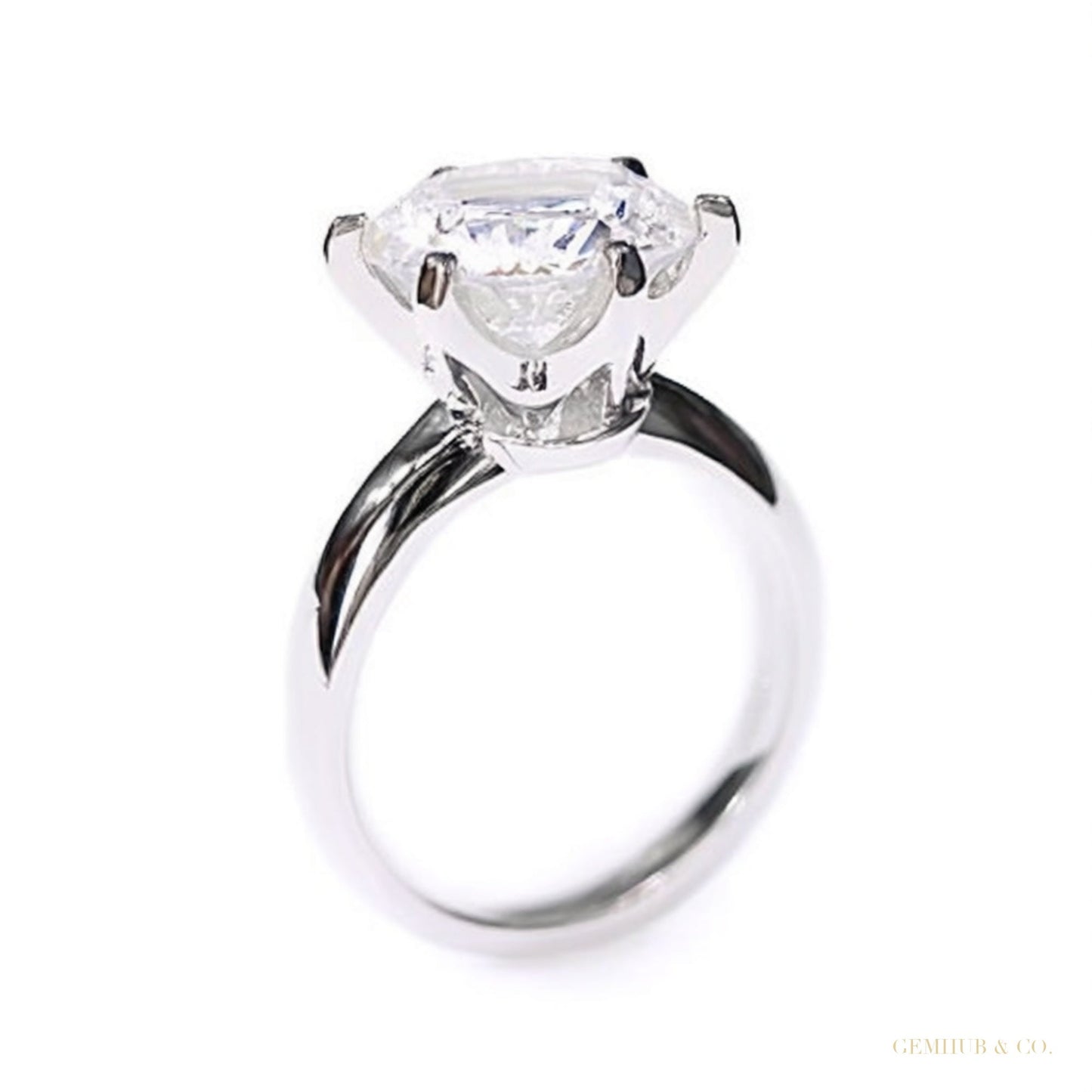 Certified 3.28 ct DEW Round Cut White Moissanite Solitaire Ring In 18K Gold Plated Verme 18K Gold Plated – white background main image
