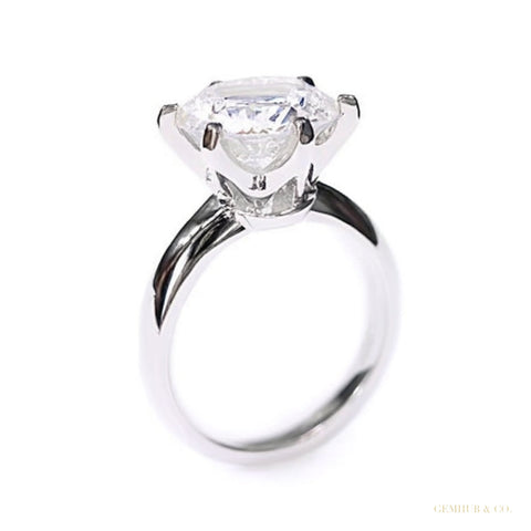 Certified 3.28 ct DEW Round Cut White Moissanite Solitaire Ring In 18K Gold Plated Verme 18K Gold Plated – white background main image