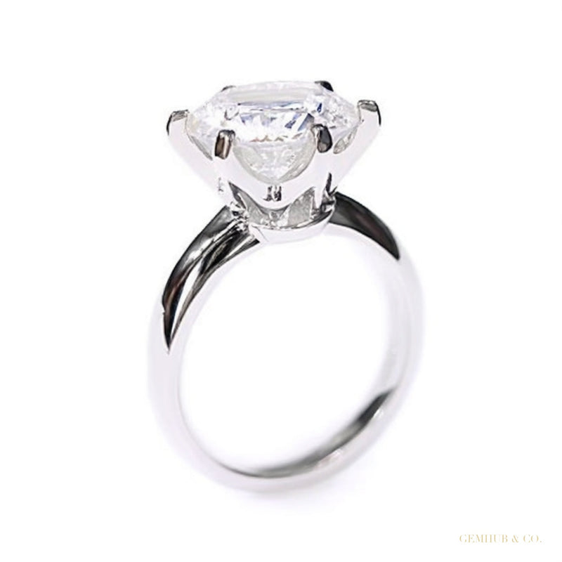Certified 3.28 ct DEW Round Cut White Moissanite Solitaire Ring In 18K Gold Plated Verme 18K Gold Plated – white background main image