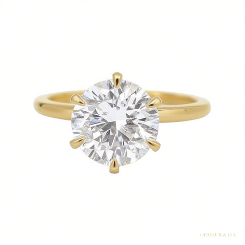 Certified 3.40 ct DEW White Moissanite Solitaire Statement Ring 18K Gold Plated – white background main image