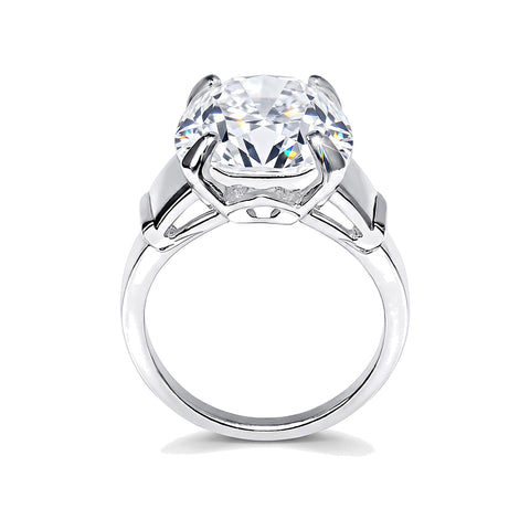 Certified 3.50 ct DEW Round Cut White Solitaire Moissanite Engagement Ring 18K Gold Pla 18K Gold Plated – white background main image