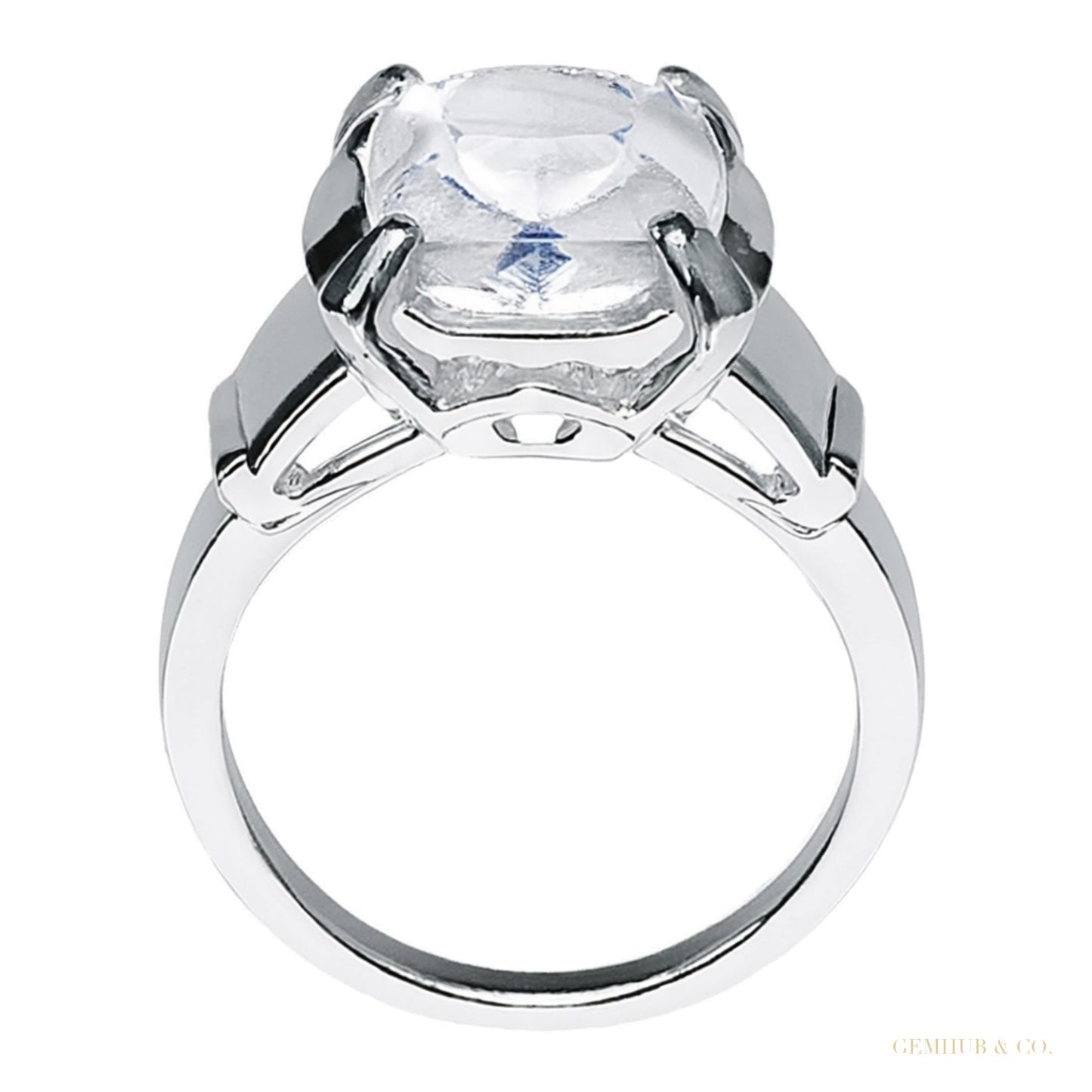 Certified 3.50 ct DEW Round Cut White Solitaire Moissanite Engagement Ring 18K Gold Pla 18K Gold Plated – white background main image