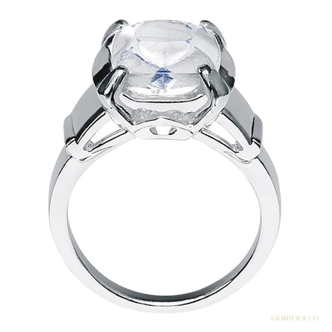 Certified 3.50 ct DEW Round Cut White Solitaire Moissanite Engagement Ring 18K Gold Pla 18K Gold Plated – white background main image