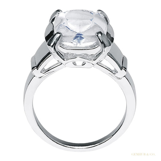 Certified 3.50 ct DEW Round Cut White Solitaire Moissanite Engagement Ring 18K Gold Pla 18K Gold Plated – white background main image