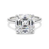 Certified 3.60 ct DEW Assher Cut White Moissanite Solitaire Statement Ring 18K Gold Pla 18K Gold Plated – white background main image