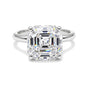 Certified 3.60 ct DEW Assher Cut White Moissanite Solitaire Statement Ring 18K Gold Pla 18K Gold Plated