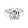Certified 3.60 ct DEW Assher Cut White Moissanite Solitaire Statement Ring 18K Gold Pla 18K Gold Plated in 18K Gold Plated Vermeil