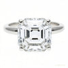 Certified 3.60 ct DEW Assher Cut White Moissanite Solitaire Statement Ring 18K Gold Pla 18K Gold Plated – white background main image