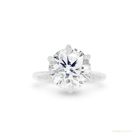 Certified 3.70 ct DEW White Moissanite Solitaire Statement Ring 18K Gold Plated – white background main image