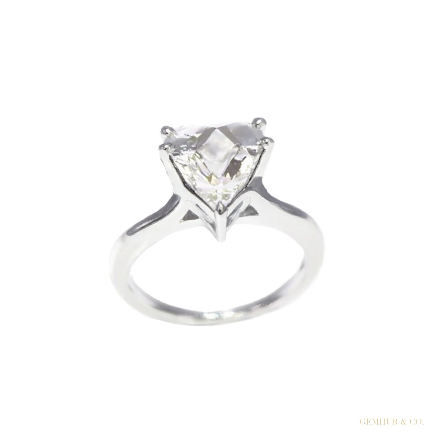 Certified 3.75 ct DEW Heart Cut White Moissanite Solitaire Ring In 18K Gold Plated Verm 18K Gold Plated – white background main image