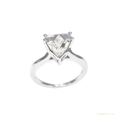 Certified 3.75 ct DEW Heart Cut White Moissanite Solitaire Ring In 18K Gold Plated Verm 18K Gold Plated – white background main image