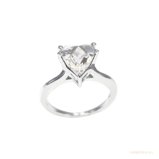 Certified 3.75 ct DEW Heart Cut White Moissanite Solitaire Ring In 18K Gold Plated Verm 18K Gold Plated – white background main image