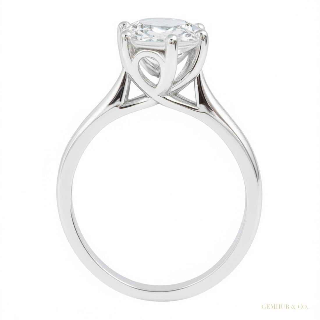 Certified 3 ct DEW Round Cut White Moissanite Solitaire Ring in 18K Gold Plated Vermeil – white background main image