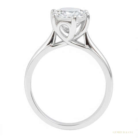 Certified 3 ct DEW Round Cut White Moissanite Solitaire Ring in 18K Gold Plated Vermei 18K Gold Plated – white background main image