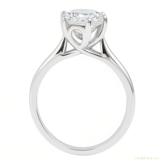 Certified 3 ct DEW Round Cut White Moissanite Solitaire Ring in 18K Gold Plated Vermei 18K Gold Plated – white background main image