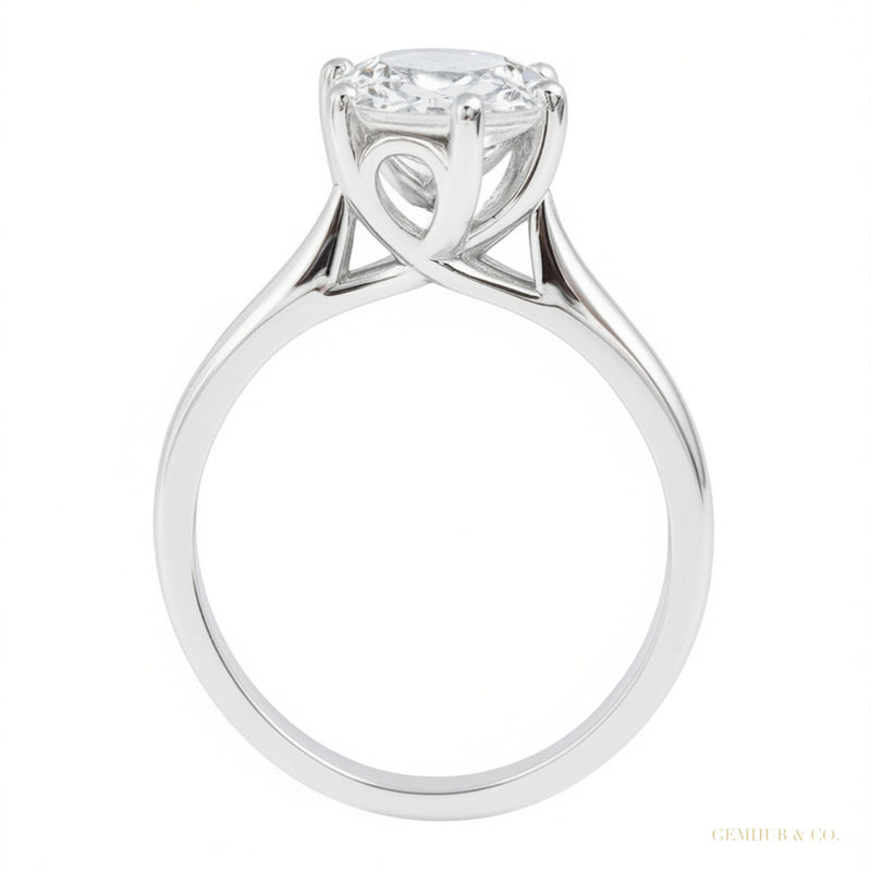Certified 3 ct DEW Round Cut White Moissanite Solitaire Ring in 18K Gold Plated Vermei 18K Gold Plated – white background main image