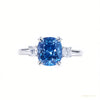 Certified 3.20 ct DEW Round Cut Blue Moissanite Engagement Ring In Gold Vermeil – white background main image