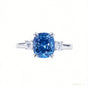 Certified 3.20 ct DEW Round Cut Blue Moissanite Engagement Ring In Gold Vermeil