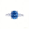 Certified 3.20 ct DEW Round Cut Blue Moissanite Engagement Ring In Gold Vermeil in Gold Vermeil