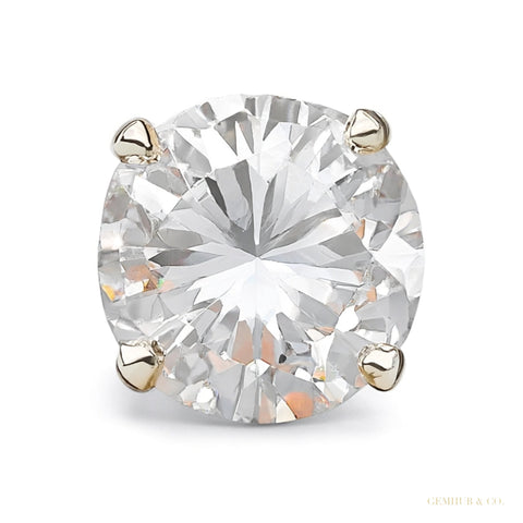 Certified 4.40 ct DEW Round Cut Treated White Moissanite Solitaire Studs 18K Gold Plate 18K Gold Plated – white background main image