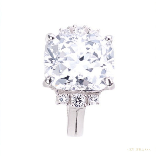 Certified 4.45ct VS1 Radiant White Moissanite Ring for Gift Use 18K Gold Plated Ver 18K Gold Plated – white background main image