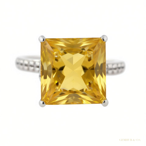 Certified 4.80ct VS1 Princess Moissanite Ring For Wedding 18K Gold Plated – white background main image