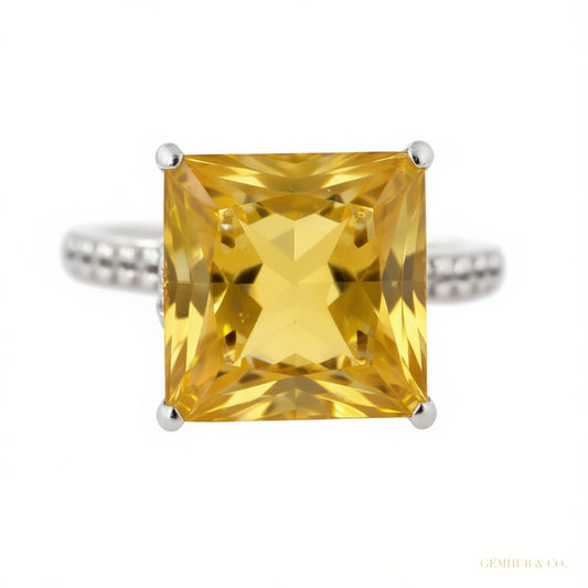 Certified 4.80ct VS1 Princess Moissanite Ring For Wedding 18K Gold Plated – white background main image