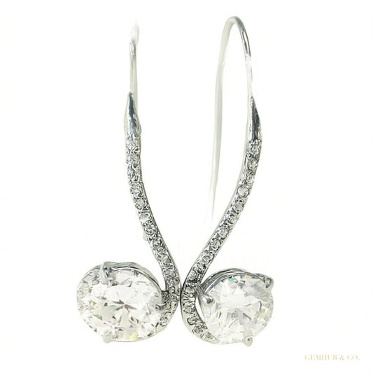 Certified 4 ct DEW Round Cut F VS1 White Solitaire Moissanite Earrings Gold Vermeil – white background main image